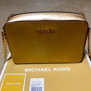 Michael Mors Jet Set Travel Crossbody Large Leather - Pale Gold